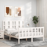 Bed frame without mattress white solid pine wood