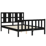 Cadre de lit sans matelas noir 140x190 cm bois de pin massif