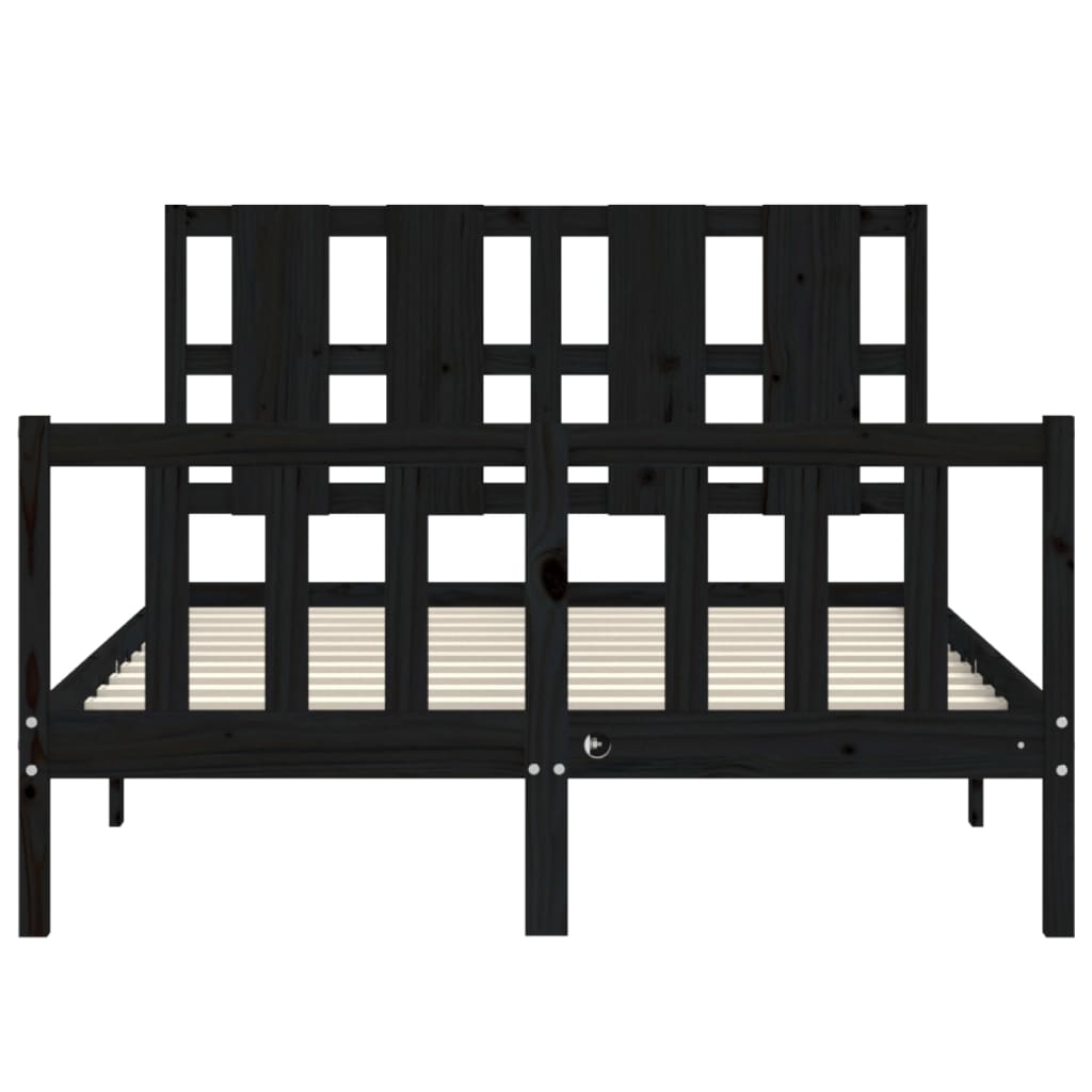 Cadre de lit sans matelas noir 140x190 cm bois de pin massif