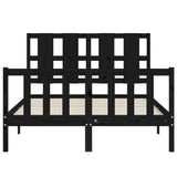 Cadre de lit sans matelas noir 140x190 cm bois de pin massif