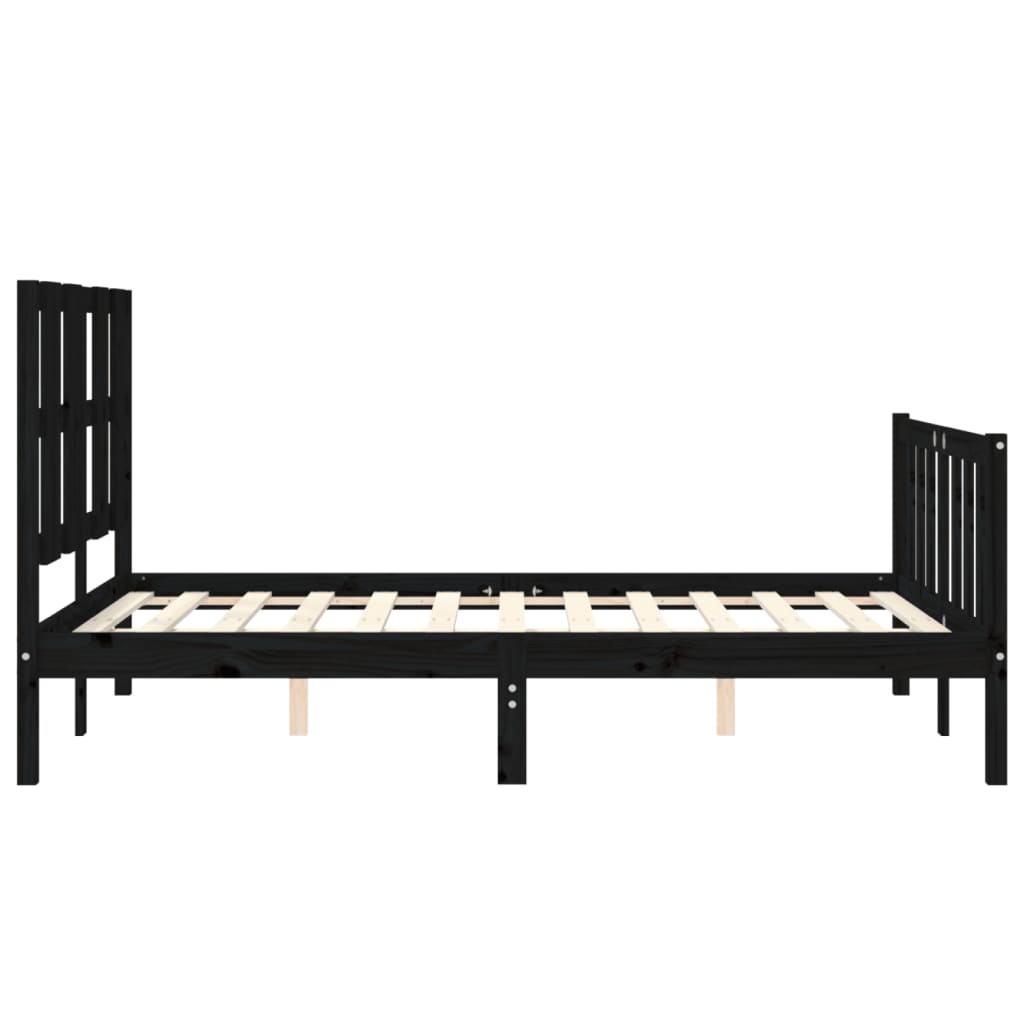 Cadre de lit sans matelas noir 140x190 cm bois de pin massif