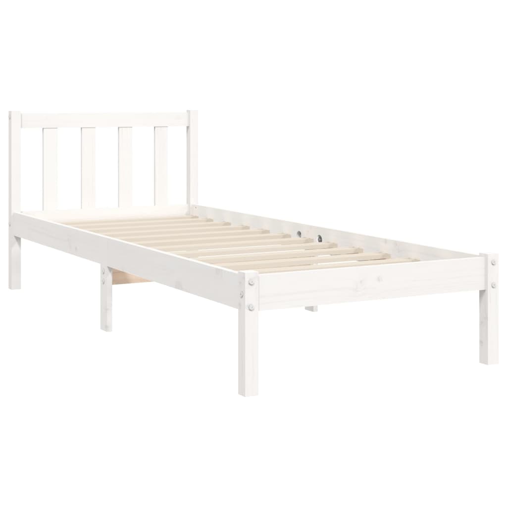 Cadre de lit sans matelas blanc 90x200 cm bois de pin massif