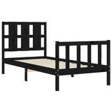 Cadre de lit sans matelas noir 100x200 cm bois massif de pin