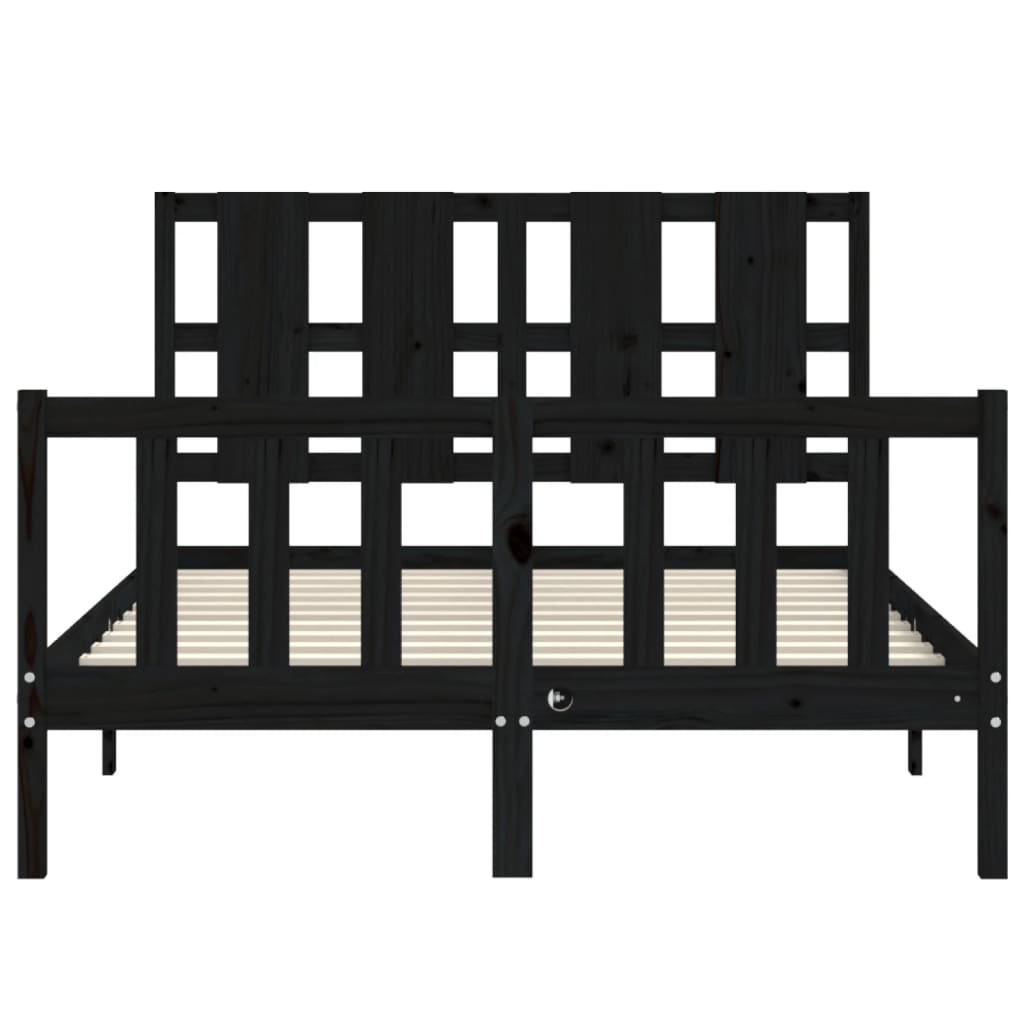 Cadre de lit sans matelas noir 120x200 cm bois de pin massif