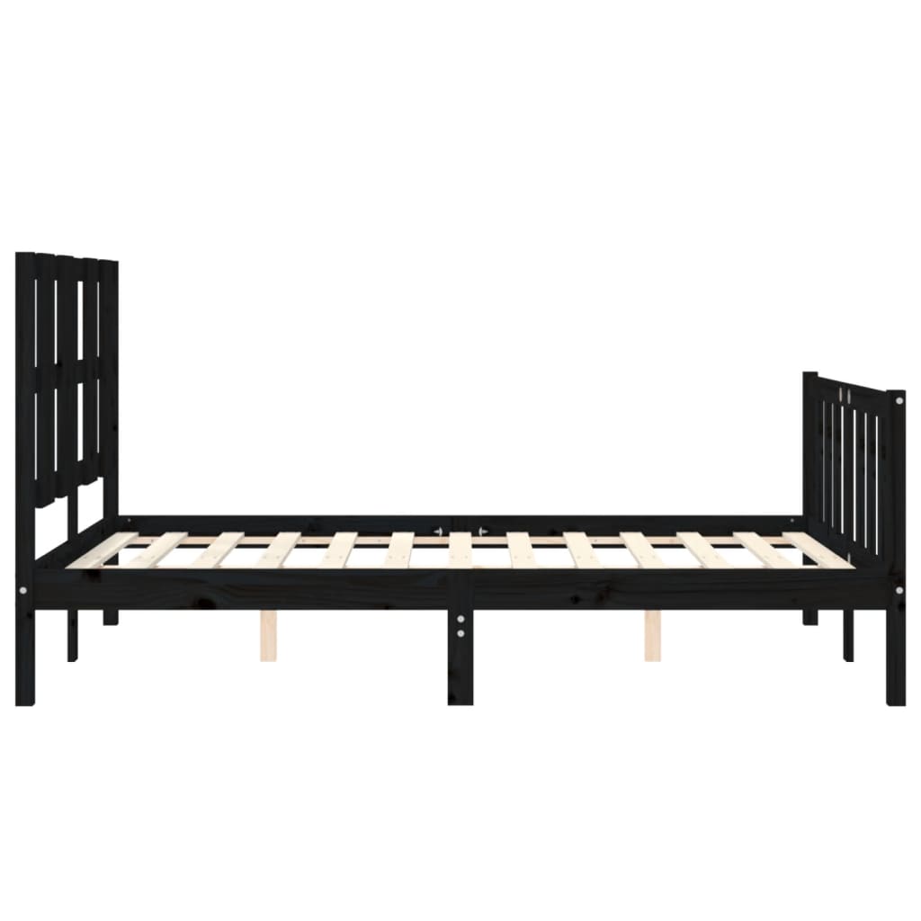 Cadre de lit sans matelas noir 120x200 cm bois de pin massif