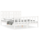 Cadre de lit sans matelas blanc bois de pin massif