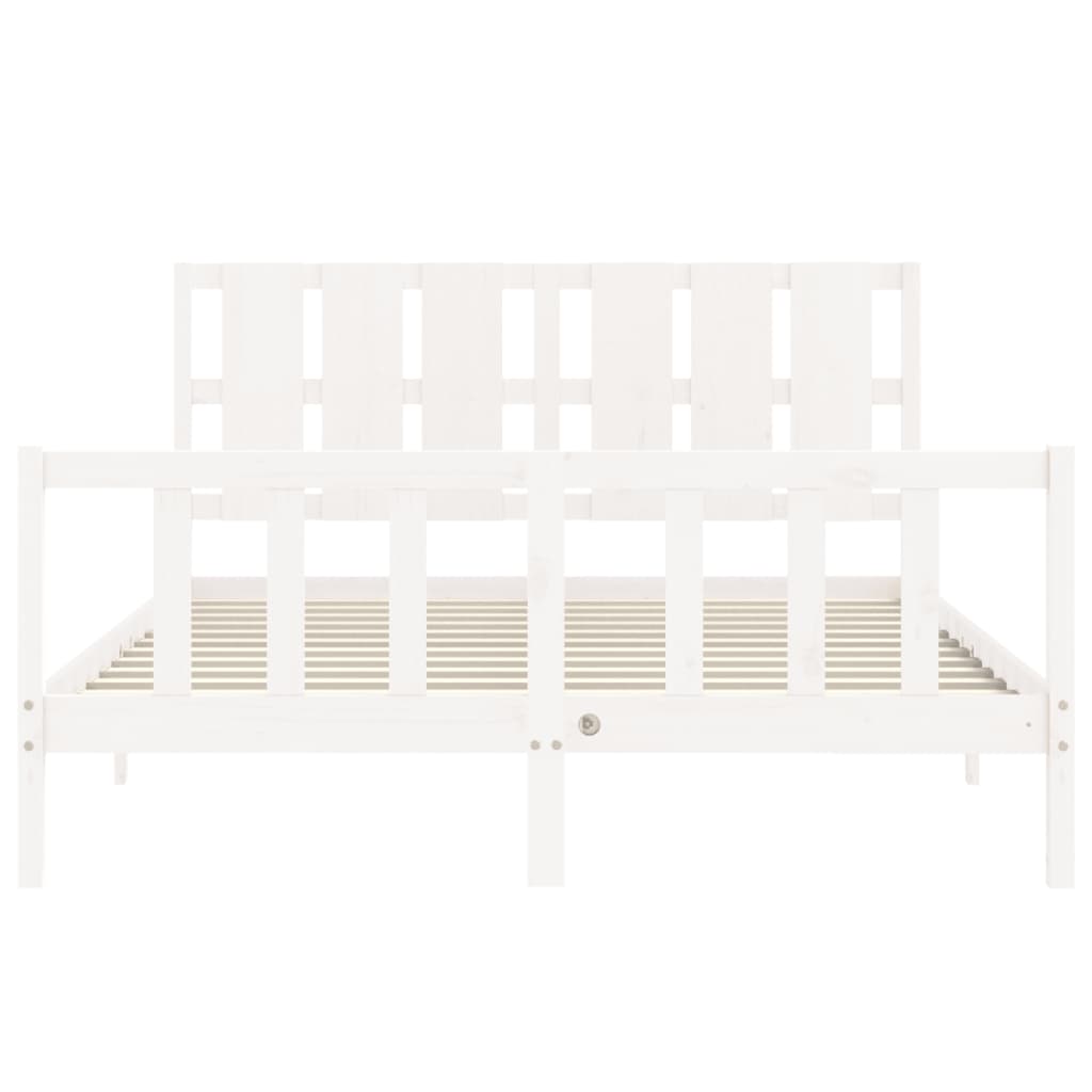 Cadre de lit sans matelas blanc bois de pin massif