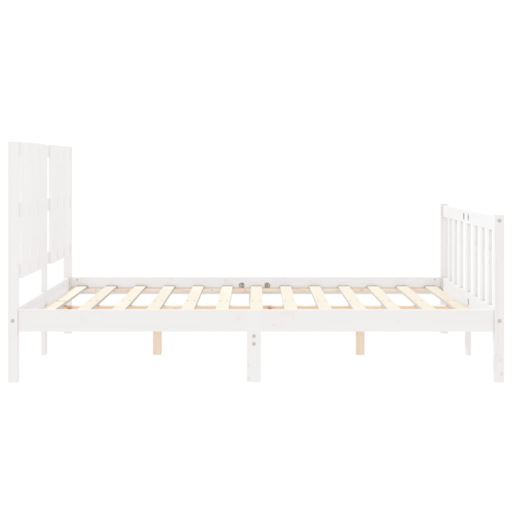 Cadre de lit sans matelas blanc bois de pin massif