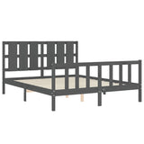 Cadre de lit sans matelas gris bois de pin massif