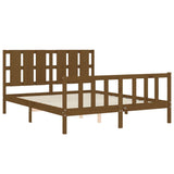 Cadre de lit sans matelas marron miel bois massif