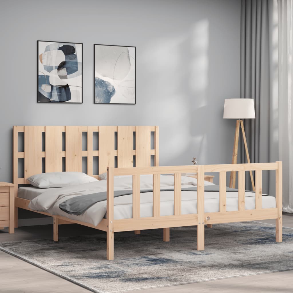 Bed frame without mattress 160x200 cm solid pine wood