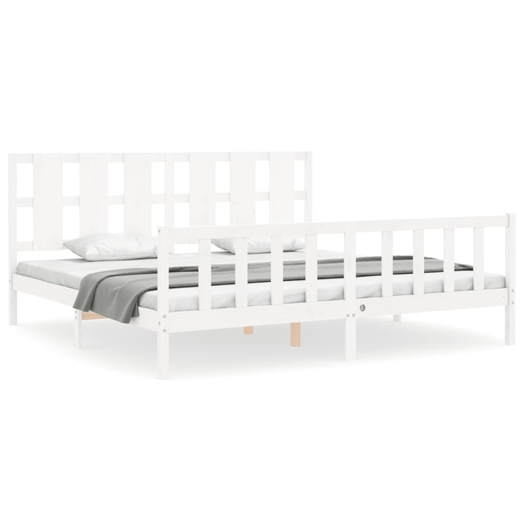 Cadre de lit sans matelas blanc bois de pin massif