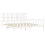 Cadre de lit sans matelas blanc bois de pin massif