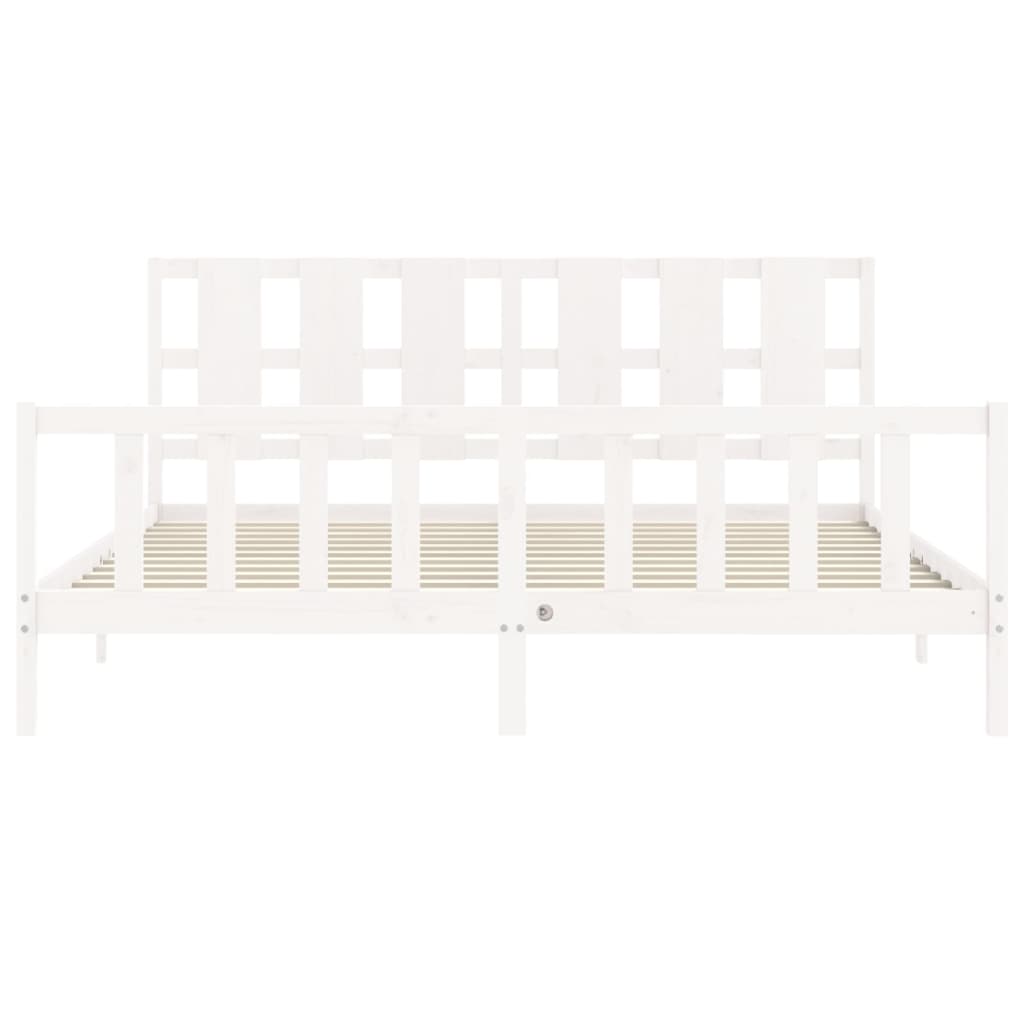 Cadre de lit sans matelas blanc bois de pin massif