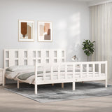 Cadre de lit sans matelas blanc bois de pin massif