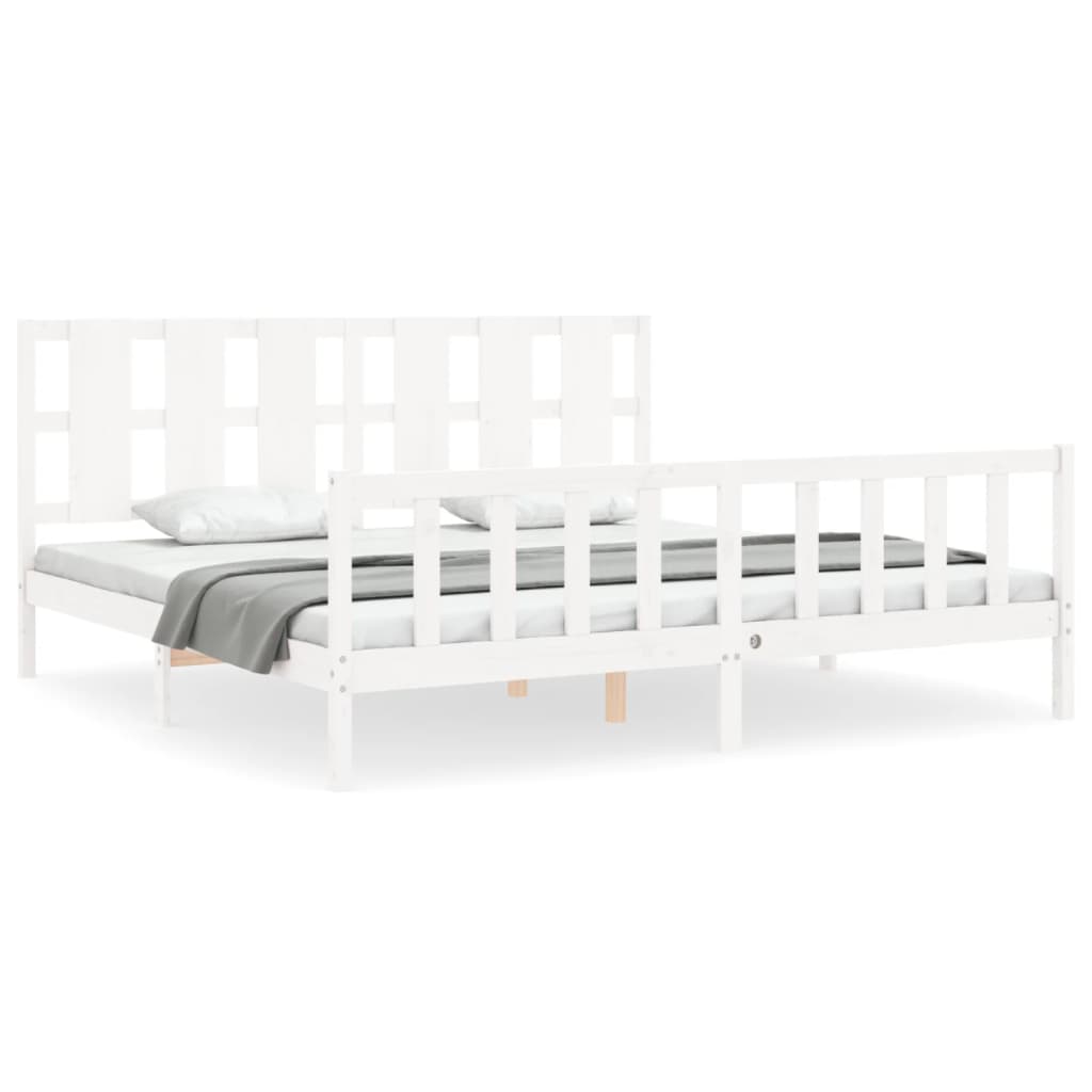 Cadre de lit sans matelas blanc 200x200 cm bois massif de pin