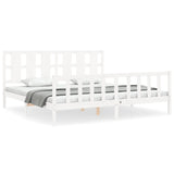 Cadre de lit sans matelas blanc 200x200 cm bois massif de pin