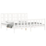 Cadre de lit sans matelas blanc 200x200 cm bois massif de pin