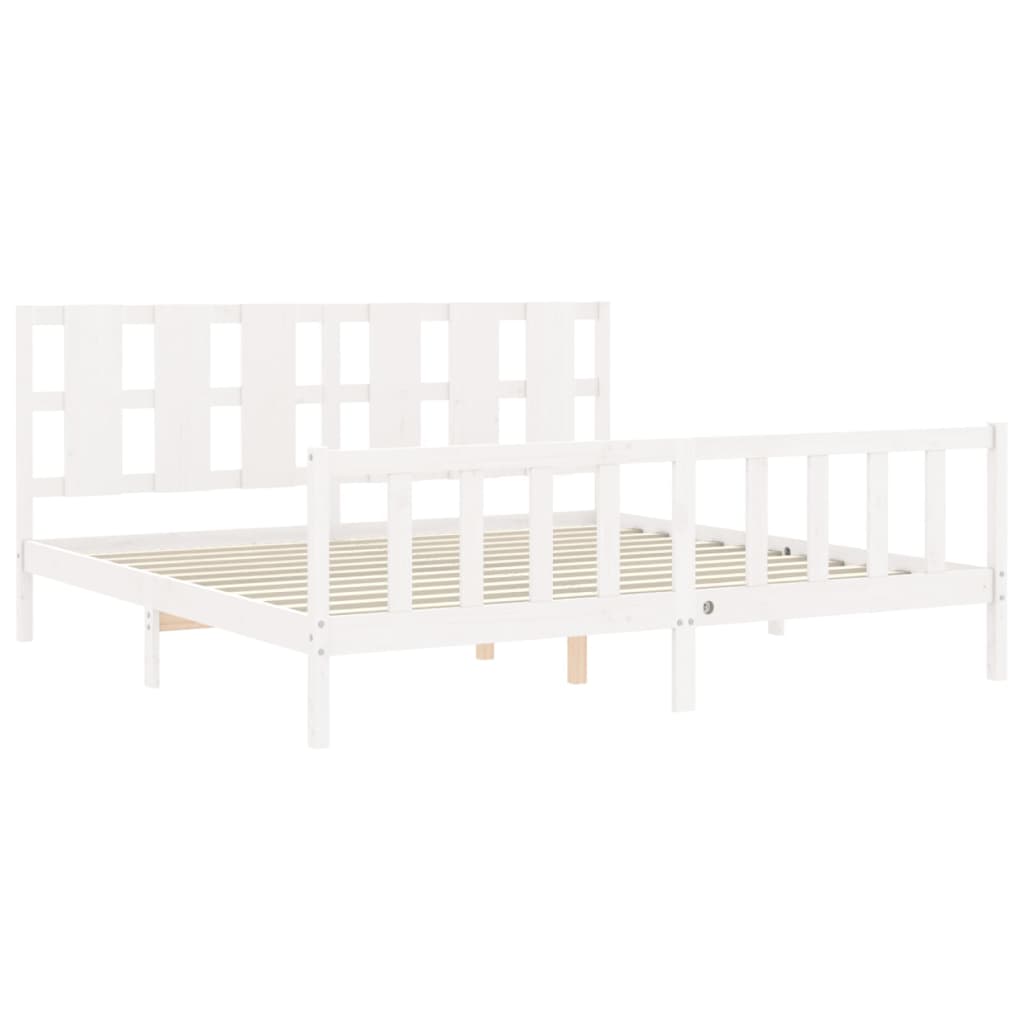 Cadre de lit sans matelas blanc 200x200 cm bois massif de pin