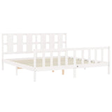 Cadre de lit sans matelas blanc 200x200 cm bois massif de pin