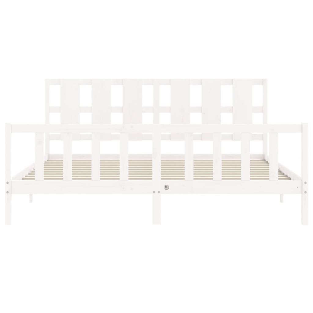 Cadre de lit sans matelas blanc 200x200 cm bois massif de pin