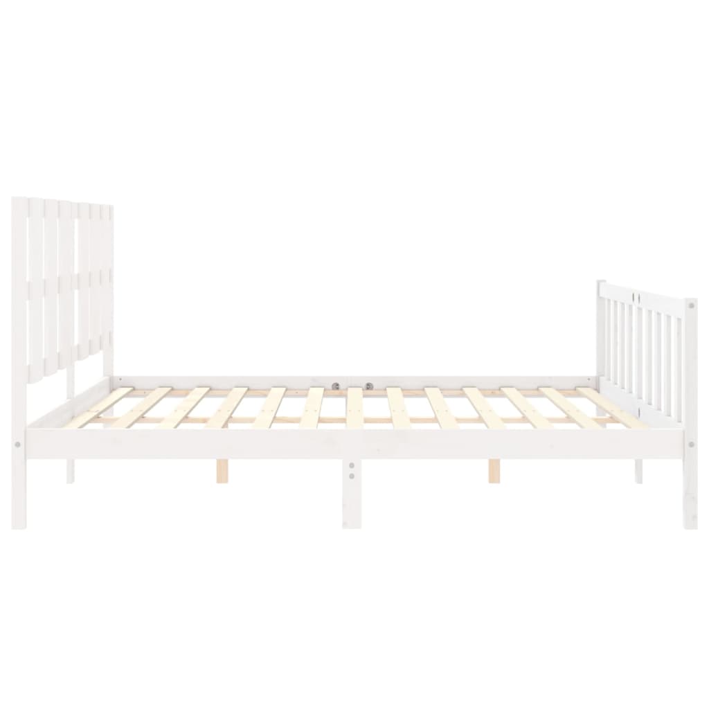 Cadre de lit sans matelas blanc 200x200 cm bois massif de pin