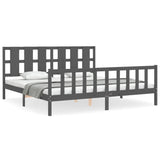 Cadre de lit sans matelas gris 200x200 cm bois massif de pin