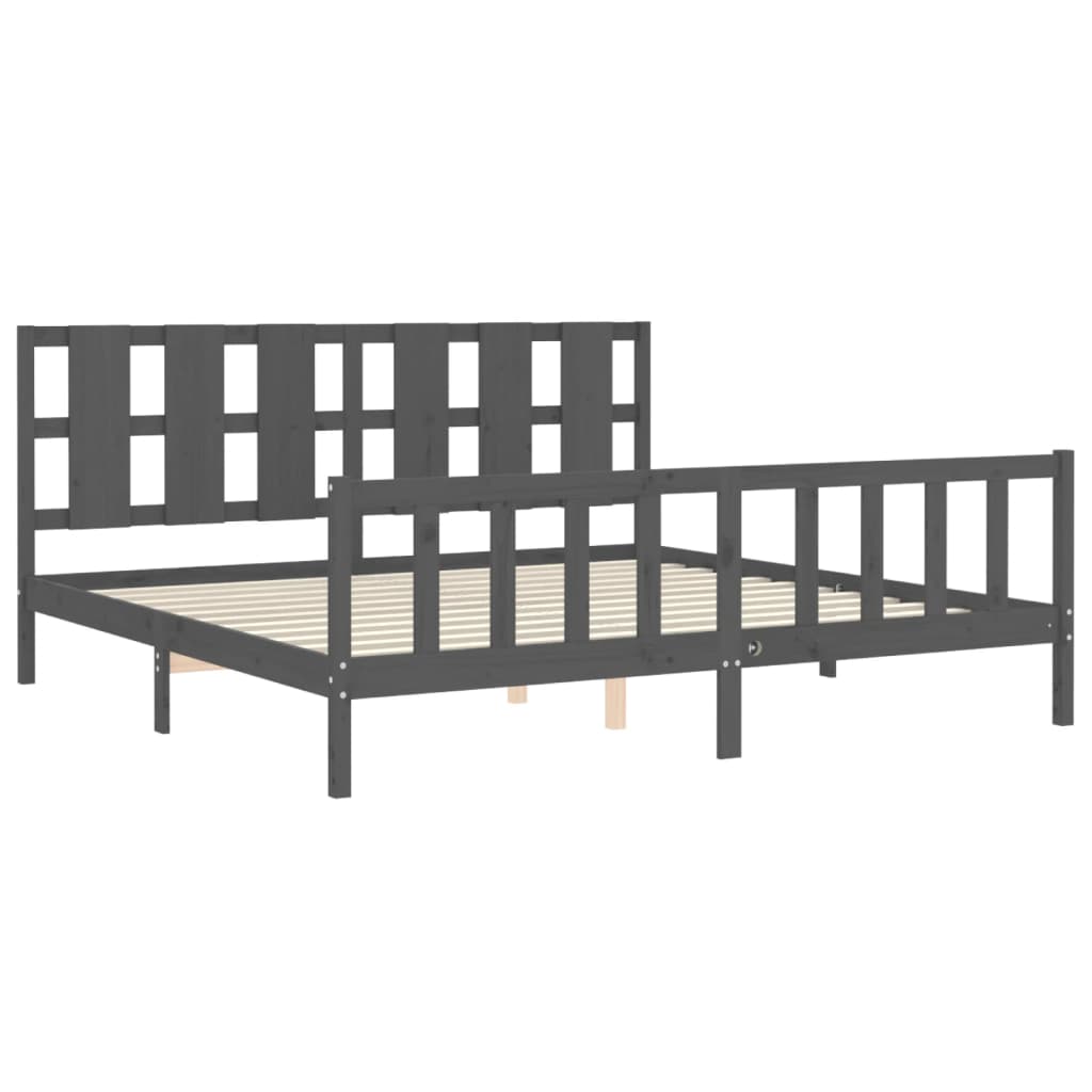 Cadre de lit sans matelas gris 200x200 cm bois massif de pin