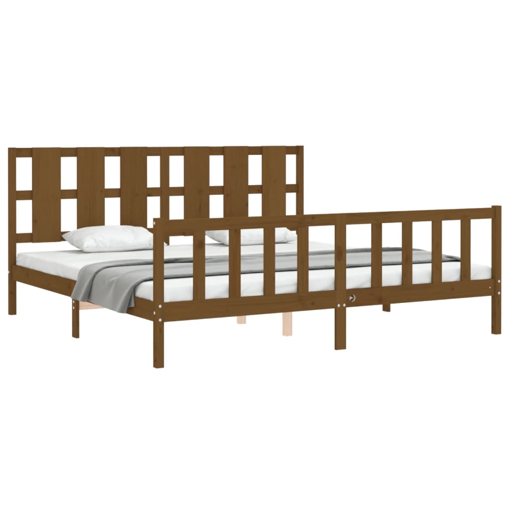 Cadre de lit sans matelas marron miel 200x200cm bois pin massif