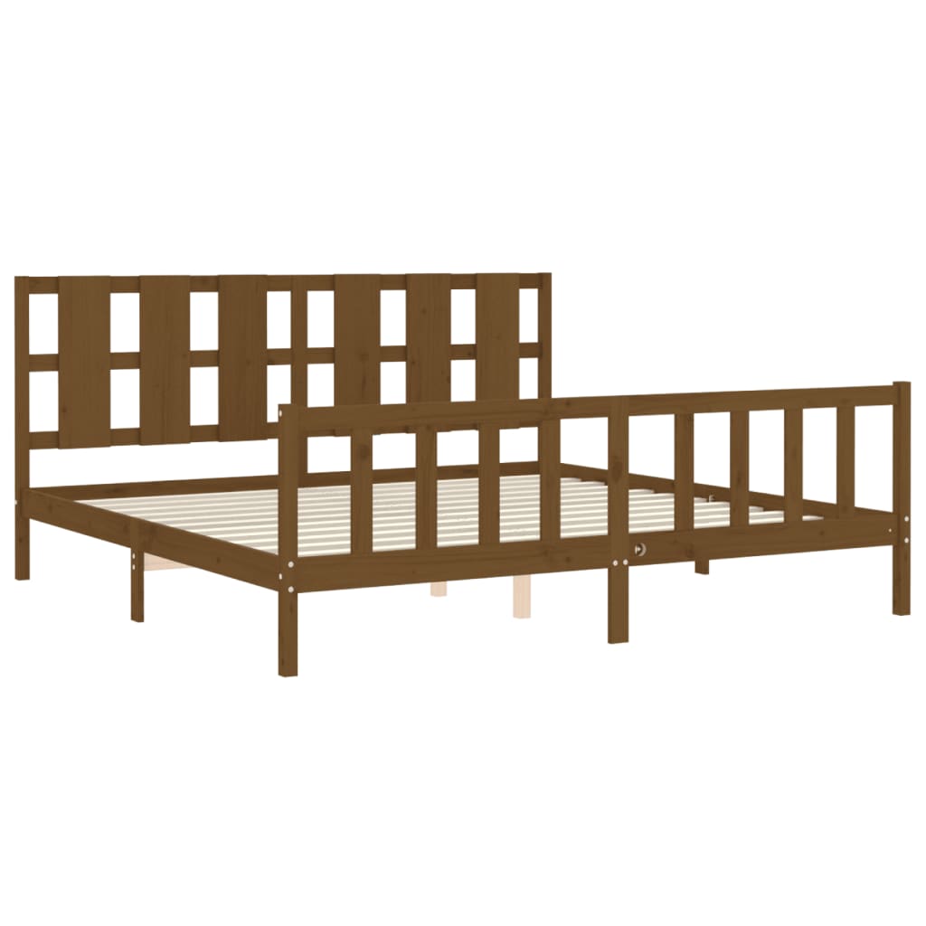 Cadre de lit sans matelas marron miel 200x200cm bois pin massif