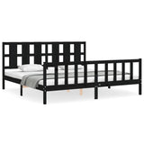 Cadre de lit sans matelas noir 200x200 cm bois massif de pin