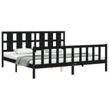 Cadre de lit sans matelas noir 200x200 cm bois massif de pin