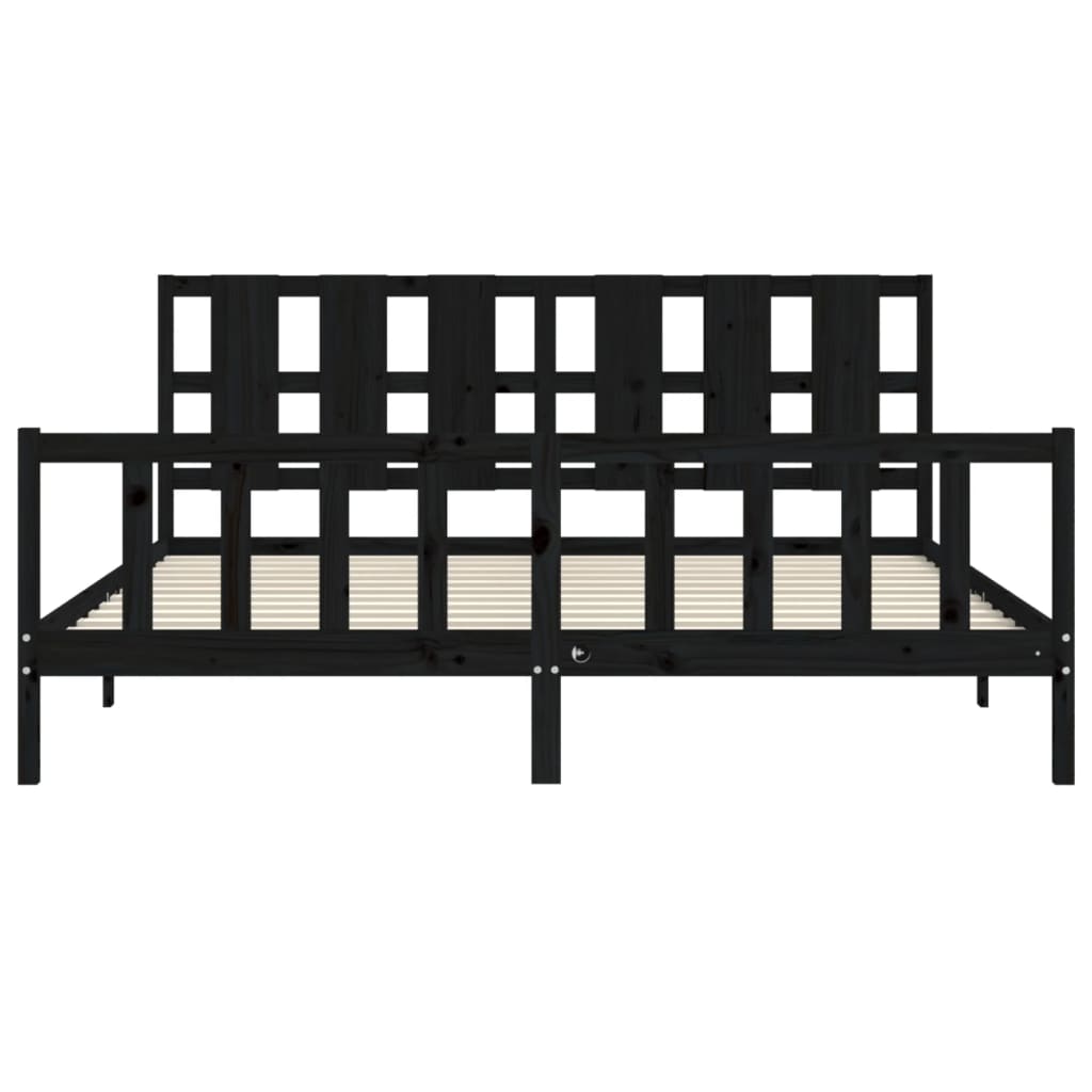 Cadre de lit sans matelas noir 200x200 cm bois massif de pin