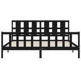 Cadre de lit sans matelas noir 200x200 cm bois massif de pin