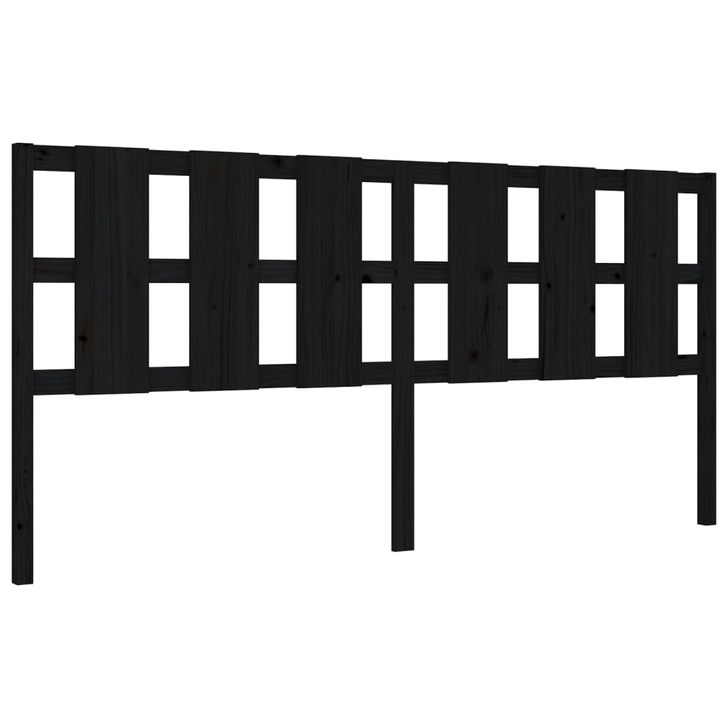 Cadre de lit sans matelas noir 200x200 cm bois massif de pin