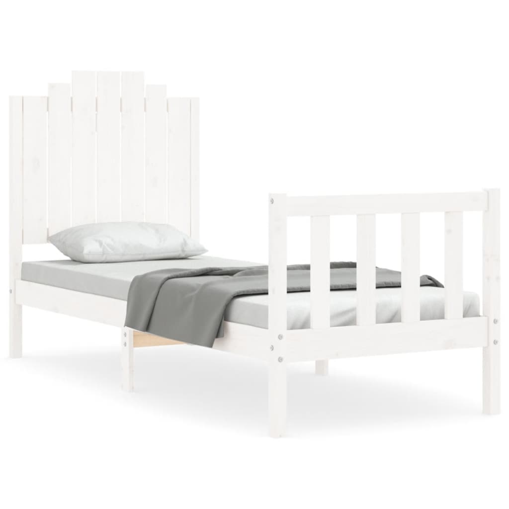 Cadre de lit sans matelas blanc bois de pin massif