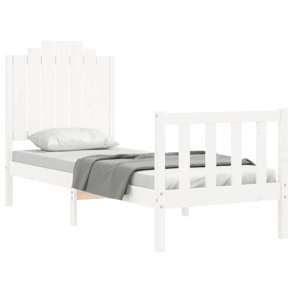 Cadre de lit sans matelas blanc bois de pin massif