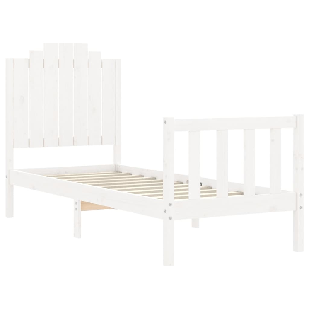 Cadre de lit sans matelas blanc bois de pin massif