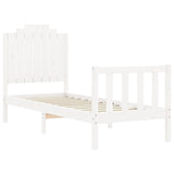 Cadre de lit sans matelas blanc bois de pin massif