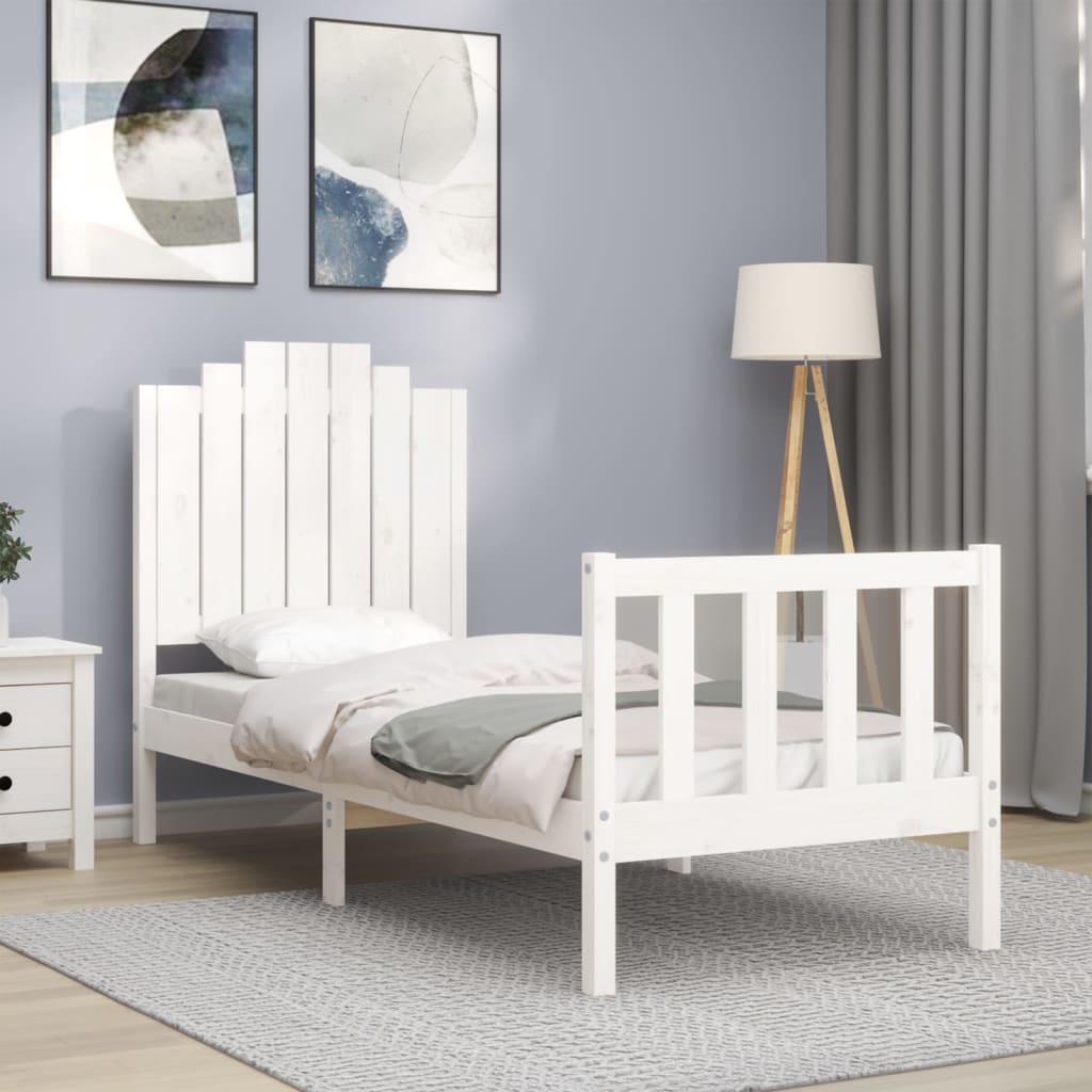 Cadre de lit sans matelas blanc bois de pin massif