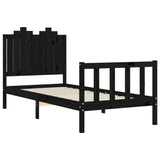 Cadre de lit sans matelas noir 90x190 cm bois de pin massif