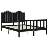 Cadre de lit sans matelas noir 140x190 cm bois de pin massif