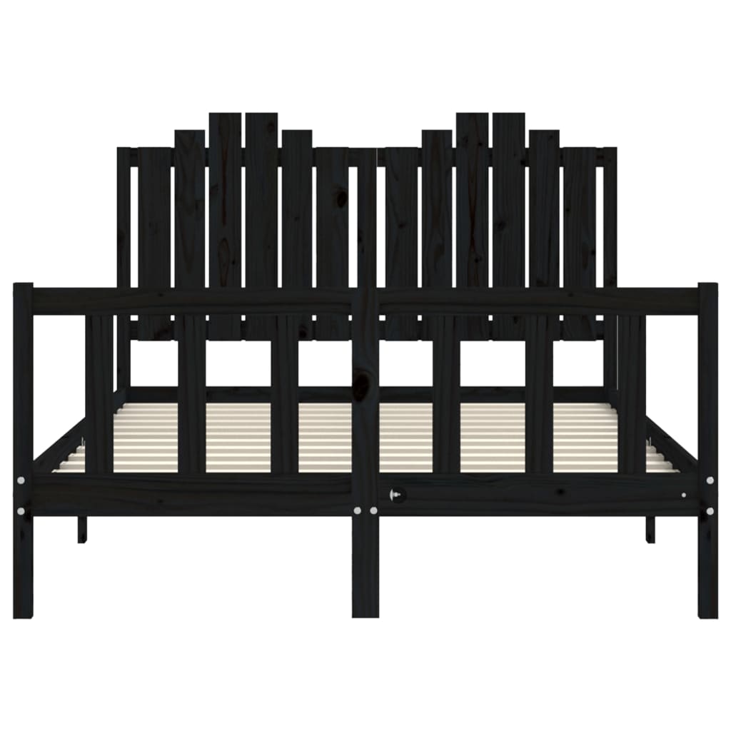 Cadre de lit sans matelas noir 140x190 cm bois de pin massif