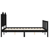 Cadre de lit sans matelas noir 140x190 cm bois de pin massif