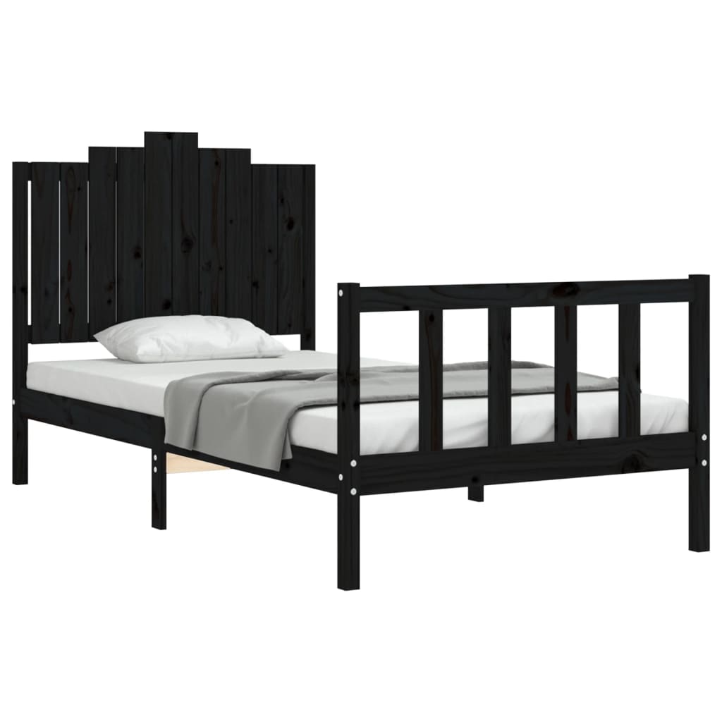 Cadre de lit sans matelas noir 100x200 cm bois massif de pin