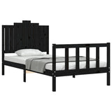 Cadre de lit sans matelas noir 100x200 cm bois massif de pin