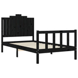 Cadre de lit sans matelas noir 100x200 cm bois massif de pin