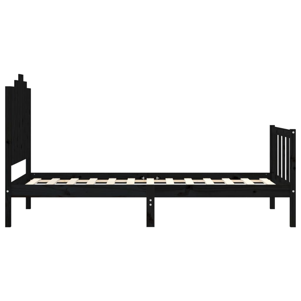 Cadre de lit sans matelas noir 100x200 cm bois massif de pin