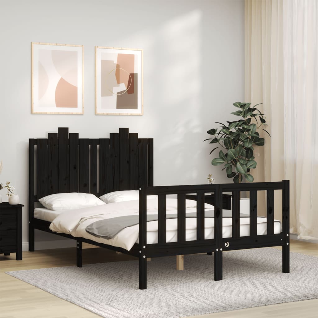 Cadre de lit sans matelas noir 120x200 cm bois de pin massif