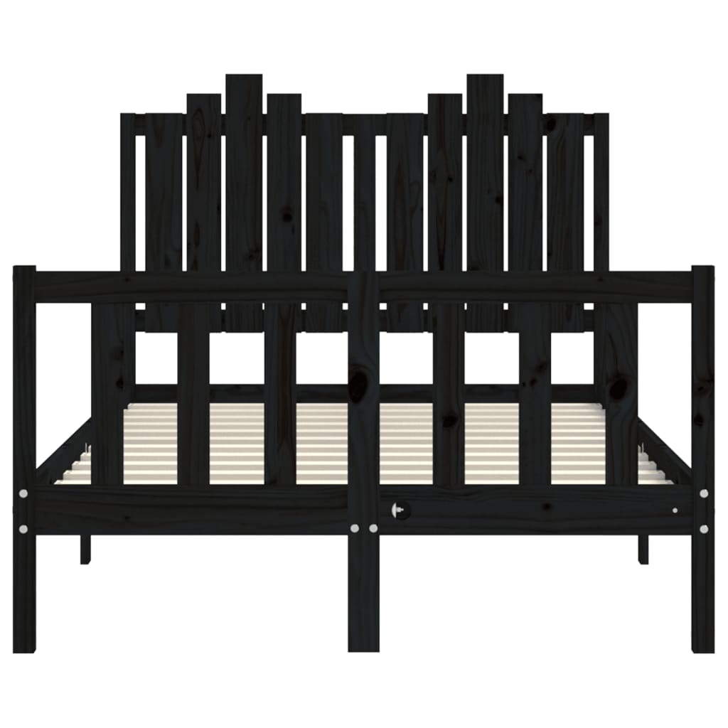 Cadre de lit sans matelas noir 120x200 cm bois de pin massif